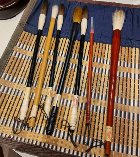 六品堂 全新未用 鸡翅木笔架+毛笔+砚台 ...