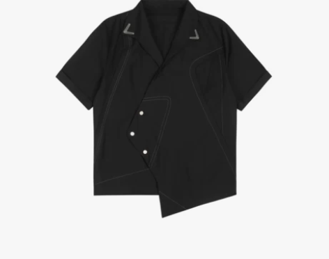 PCLP解构金属标短袖衬衫 国潮牌夏季宽松...