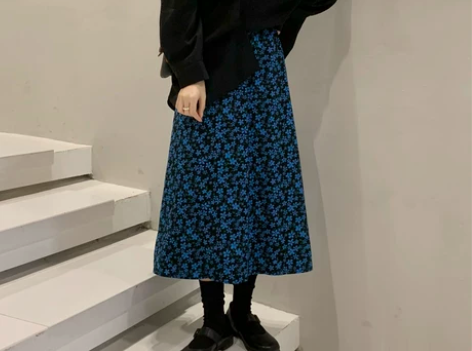 春夏新款高腰韩版碎花中长款半身裙胖mm显瘦...