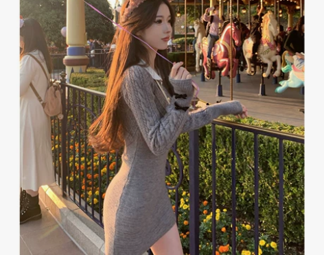 JMSHOP 爱神魔咒 甜辣撞色针织连衣裙...