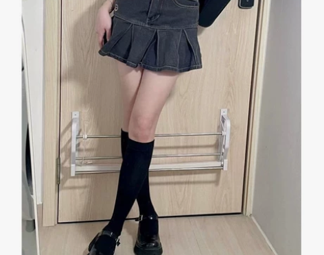 高腰辣妹牛仔半身裙女夏季2022年新款复古...