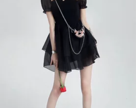 芭比 新中式连衣裙女夏季新款设计感鱼骨裙辣...