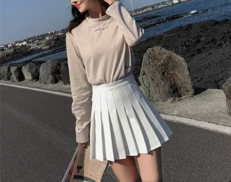 黑色百褶裙女秋冬灰色a字半身裙高腰小个子伞...
