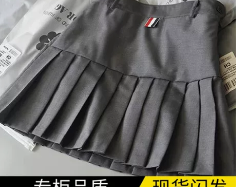 TB百褶裙春夏新款ins风高腰学院风西装料...