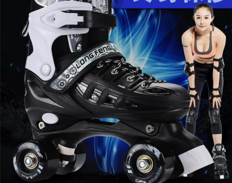 隆峰溜冰鞋成人双排轮4轮滑鞋初学者四轮旱冰...