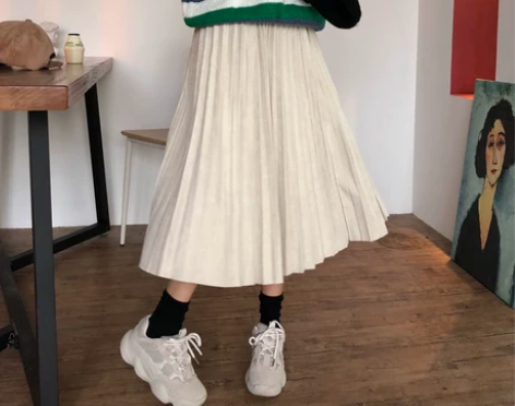 高腰鹿皮绒半身裙子冬季女2018新款百搭港...