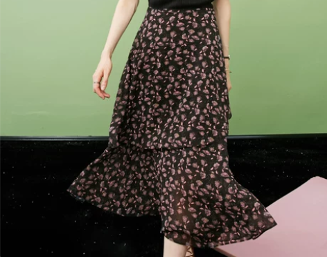 碎花雪纺裙秋装2018新款中裙仙女chic...