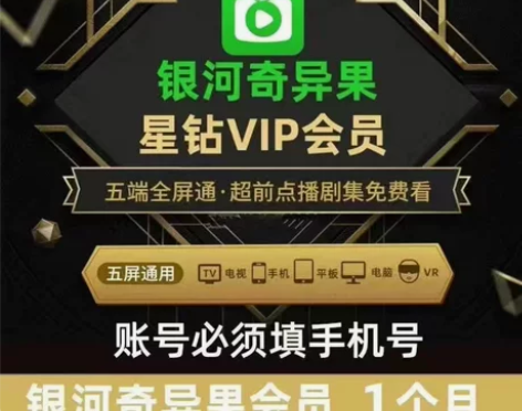 爱奇艺星钻会员月卡1个月爱奇艺银河奇异果会...