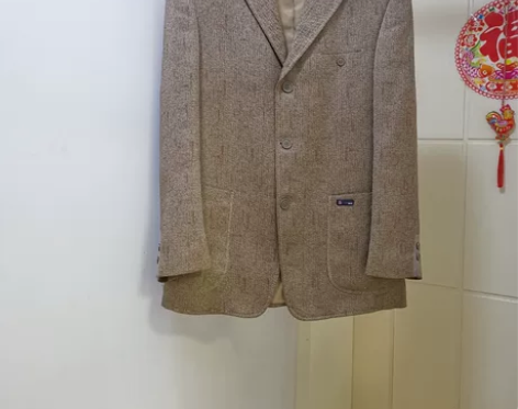 男士休闲西装，粗纹，卡其/浅咖色，适合身高...