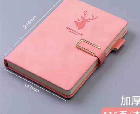 赠两支笔粉色磁扣本416页可当笔记本记事本...