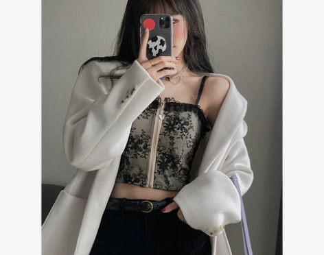 芭比姨性感蕾丝吊带背心女带胸垫2021春季...