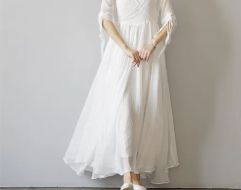 2018夏装新款中国风复古女装改良汉服白色...