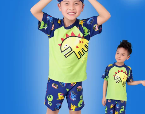 包邮高档速干 儿童分体泳衣有袖游泳套装男童...