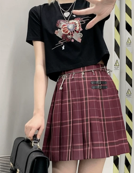 中牌制服馆 沙华原创JK制服格裙红色显白虾...