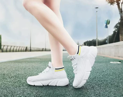 彩梦程广场舞鞋运动袜子鞋女士春秋款飞织休闲...