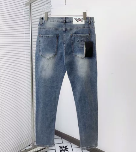 秋季新款烫印刺绣老鹰EA7牛仔裤男网红潮牌...