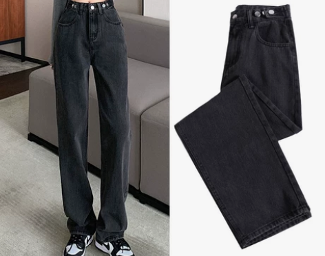 高腰阔腿牛仔裤女直筒宽松薄款2022新款春...