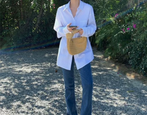 HUYIFAN 蓝色开叉牛仔裤女2021新...