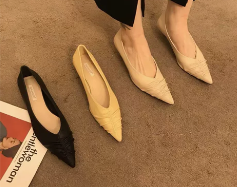 法式少女春季设计感小众气质米色高跟鞋女伴娘...