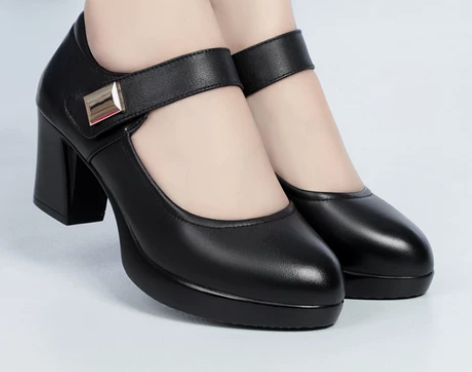 旗袍模特走秀鞋软底软皮高跟鞋厚底防水台中跟...