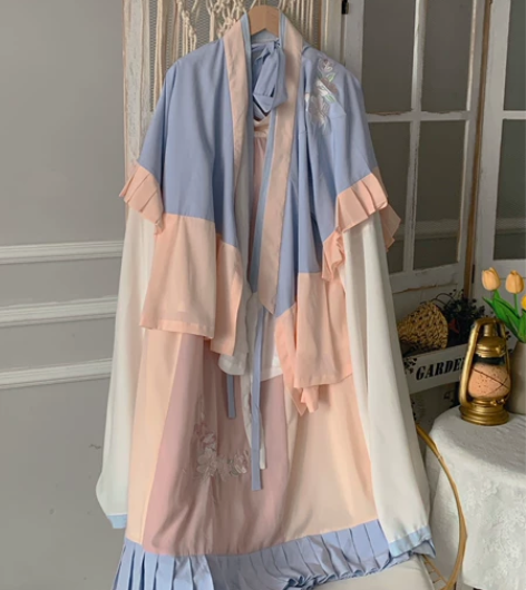 花朝记晋制汉服 上襦+半袖+齐腰裙 绝版几...