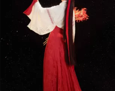 【顾七工作室】晋制汉服神明少女桔梗红白配色...