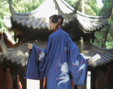 兰若庭 汉服 乘黄 明制披风 颜色分类：蓝...