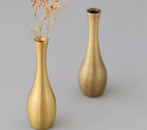 纯黄铜迷你小花瓶金属干花装饰瓶创意桌面插花...