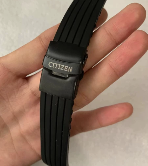 西铁城橡胶硅胶折叠扣黑色快拆生耳表带 全新...