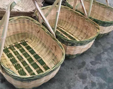 全新竹篮子收纳买菜竹编竹筐手工竹制品手提家...