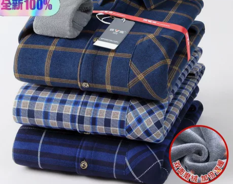 全新雅鹿男士中年人加绒加厚衬衫L-5xl ...