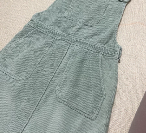 爱惢崎薄荷绿灯芯绒女士背带裙 非常漂亮的颜...