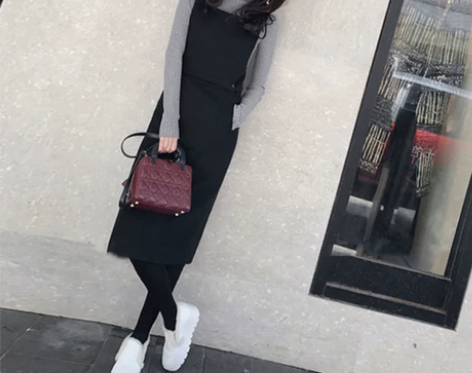 秋冬季新款韩版毛衣背带裙颜色分类灰色针织衫...