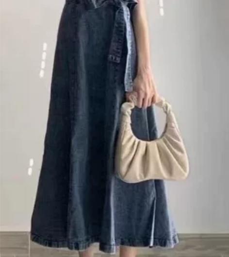 夏季连衣裙长裙牛仔背带裙新款赫本风港风复古...