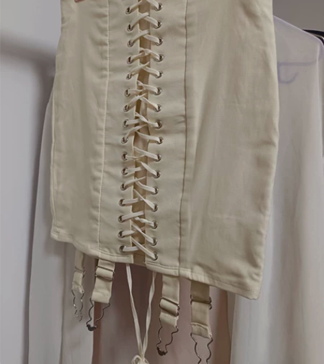 绑带短裙辣妹性感包臀裙系带鱼骨半身裙 类似...