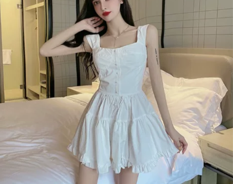 夏季新款时尚韩版荷叶边裙裤子修身吊带减龄…...