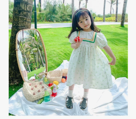 2021小花公主连衣裙夏装新款碎花女童清新...