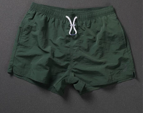 男士盖浪三分短裤墨绿色纯色多功能防水速干宽...