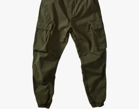 美式复古束脚裤 军事风大口袋卡其军绿休闲长...