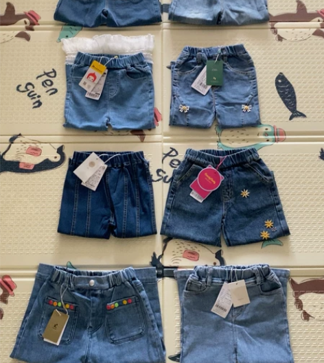 转全新女宝春秋季牛仔裤，阔腿裤，蕾丝微喇裤...