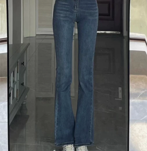 喇叭牛仔裤 牛仔裤喇叭裤高腰哲娜纯秋冬新款...