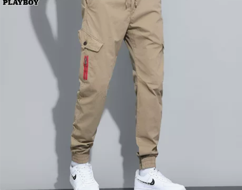 花花公子男士休闲裤冬季加厚潮流束脚工装正品...