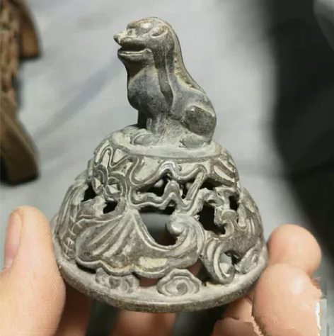 老铜器兽钮香炉盖子香薰炉盖子，高7.5，直...