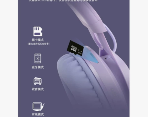 蓝牙耳机头戴式电竞游戏无线重低音插卡音乐运...