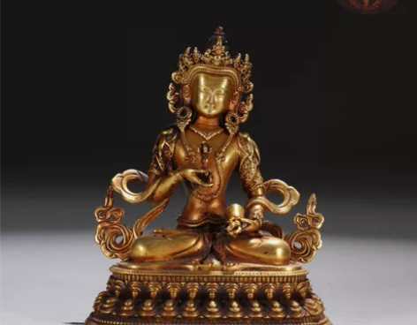 明 精铸铜胎鎏金金刚萨埵坐像 【规格】高1...