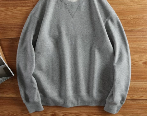 日系纯棉运动卫衣男简约纯色百搭宽松春秋外贸...