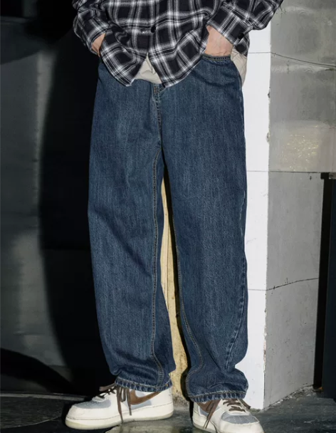 牛仔裤男 牛仔裤子净化眼球秋冬复古水洗长裤...