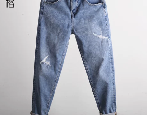 九分破洞牛仔裤女宽松2020新款潮夏季薄款...