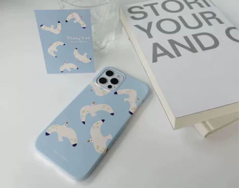 原创蓝色小鸟小众款苹果光面磨砂手机壳全包适...