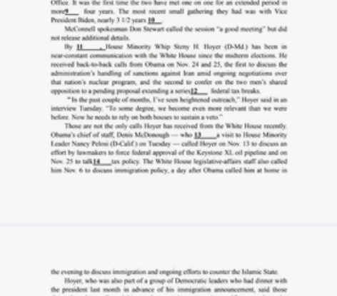 无选项完形填空，非常高质量，题目很难找，不...